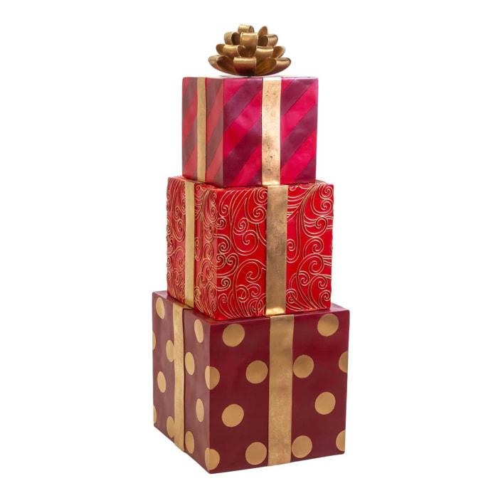 Pacco regalo in resina trio oro e rosso cm47x47h129