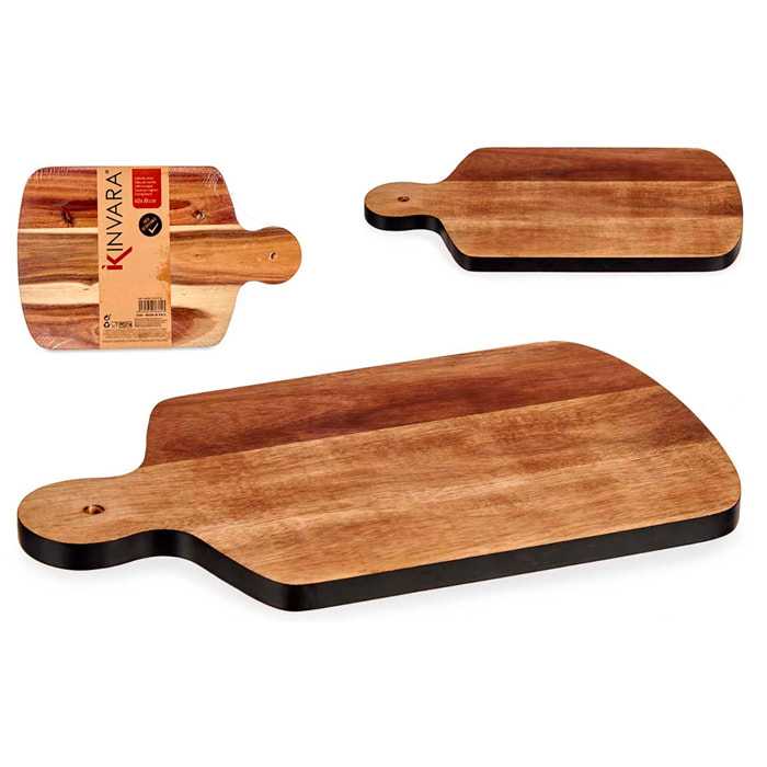 TABLA CORTAR MADERA CON BORDE NEGRO 40CM