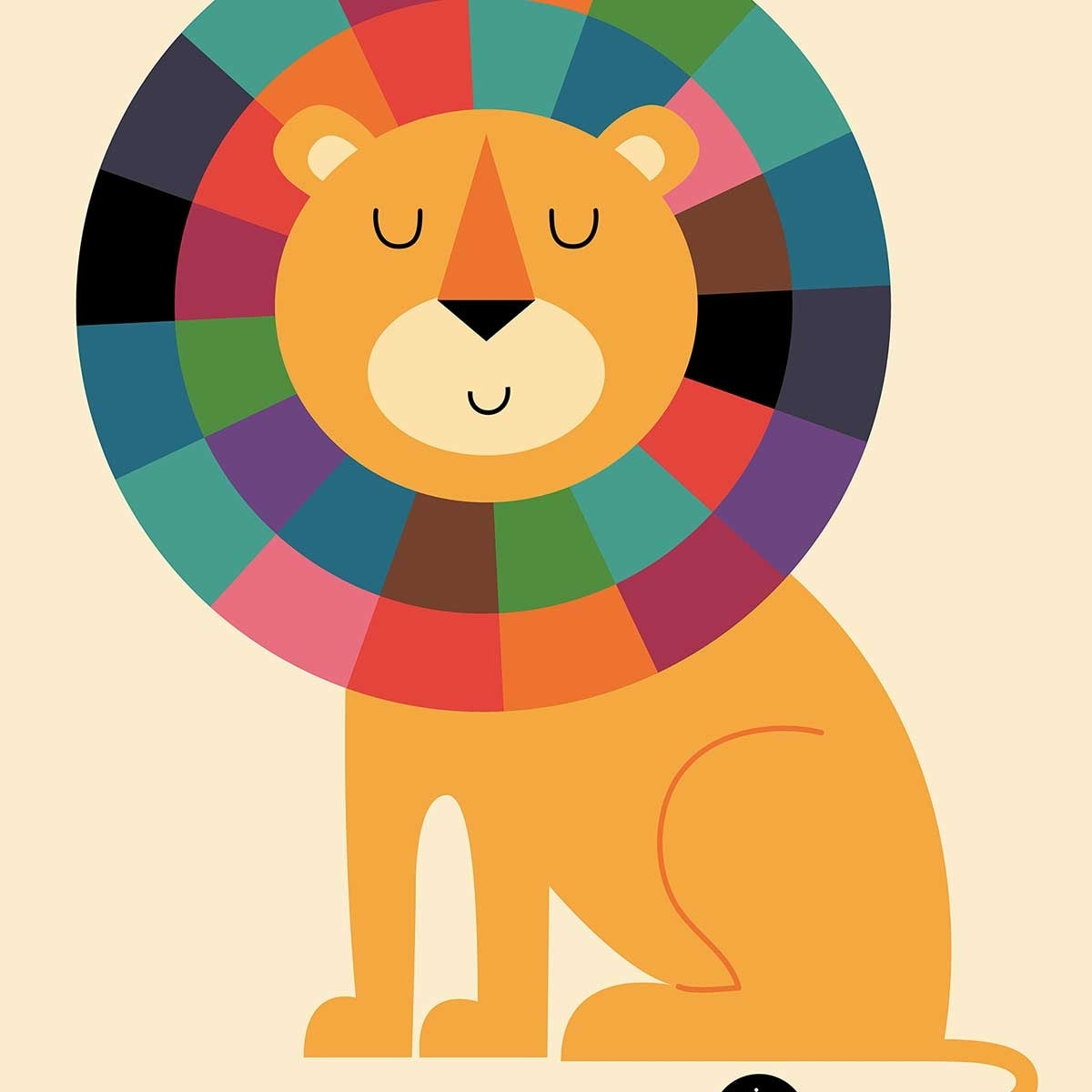 Affiche enfant rainbow lion Affiche sous cadre bois
