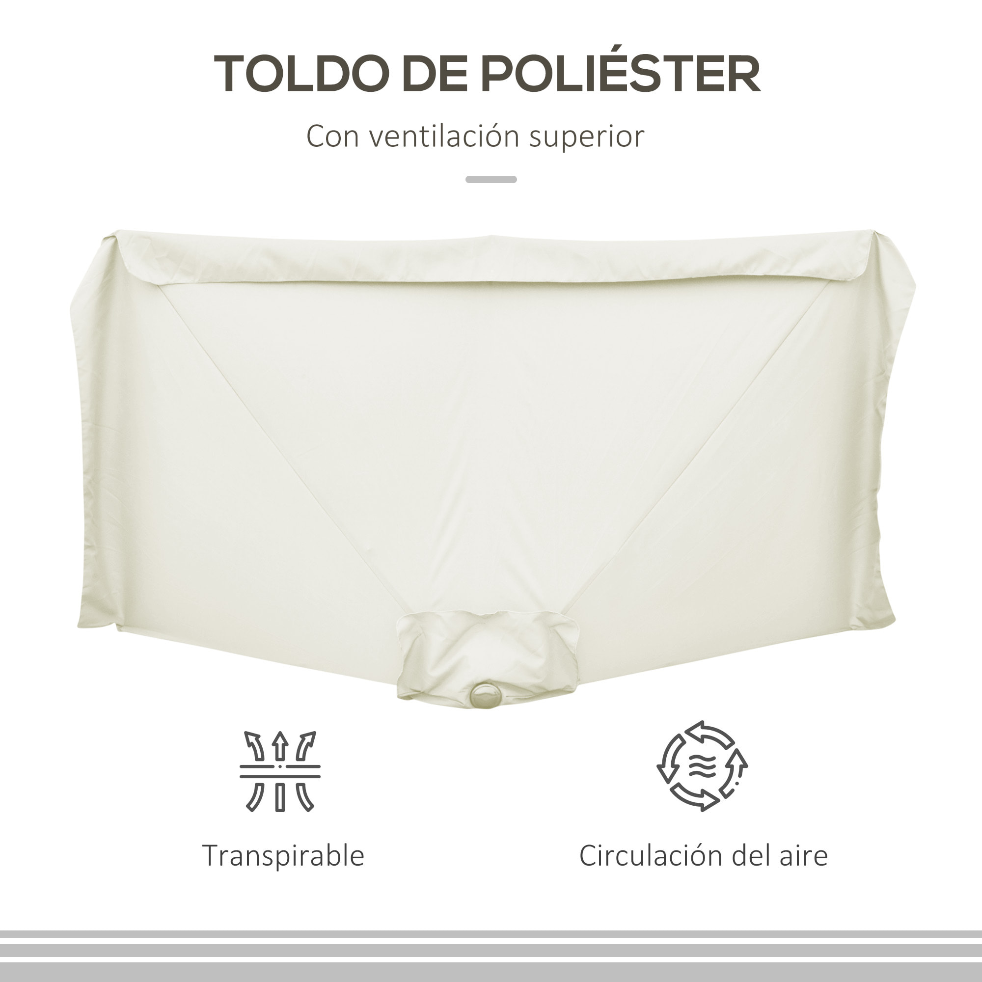 Sombrilla Rectangular 230x130x249 cm Parasol para Pared Media Sombrilla con Manivela Protección UV Impermeable Sombrilla para Balcón Terraza Jardín Crema