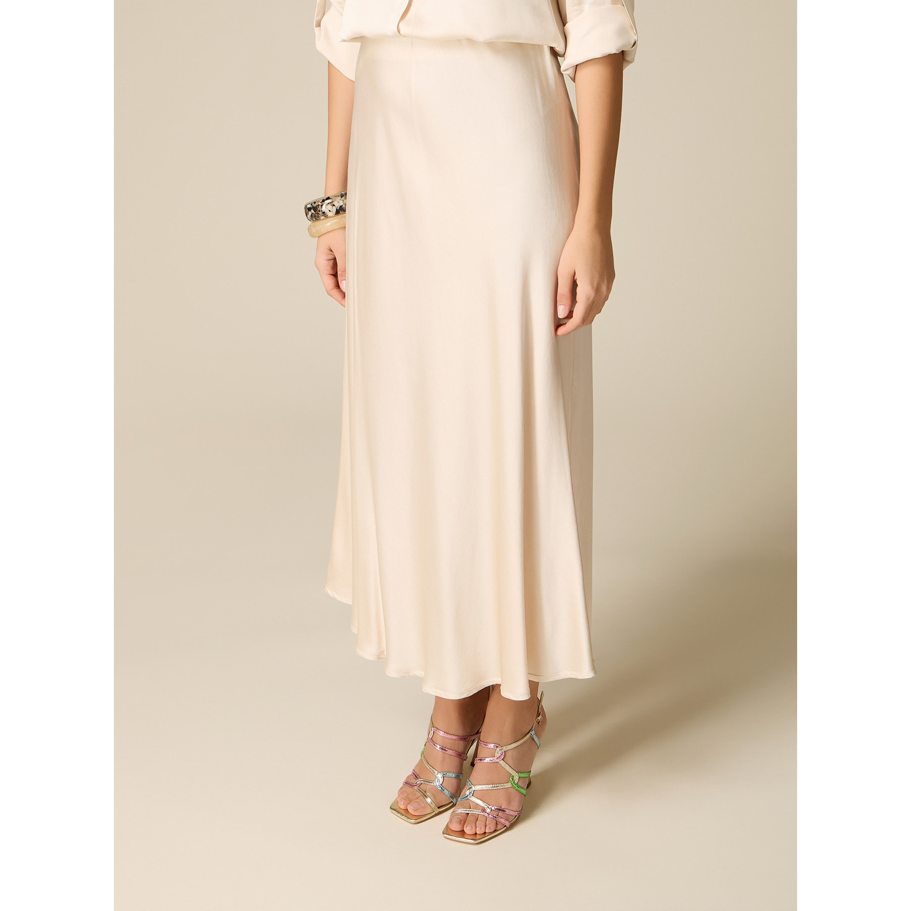 Oltre - Gonna in raso di viscosa - Bianco