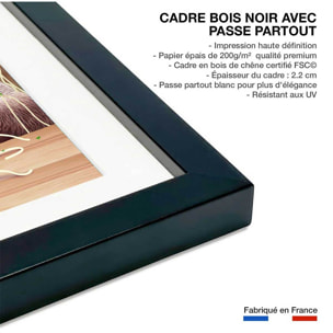 Affiche enfant jeune paresseux et spaghetti  Affiche sous cadre noir