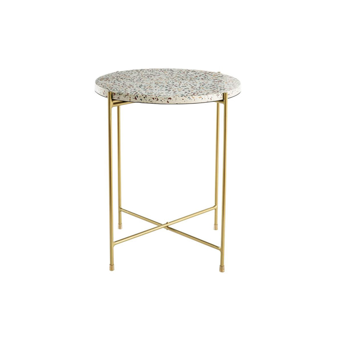 Table d'appoint design ronde en terrazzo et métal doré D40 cm MEZZO