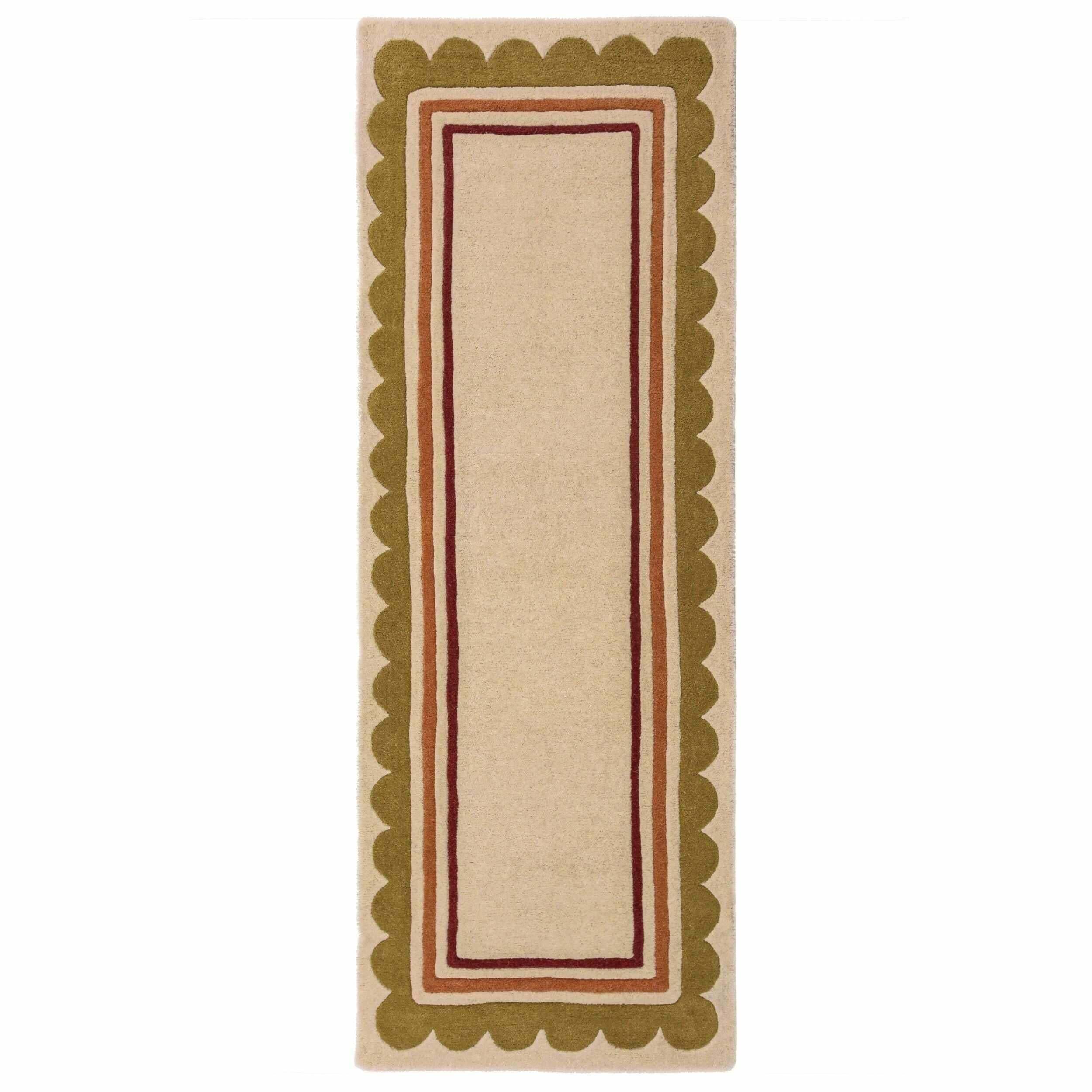 Tapis de couloir en laine à bordure festonné LOIS