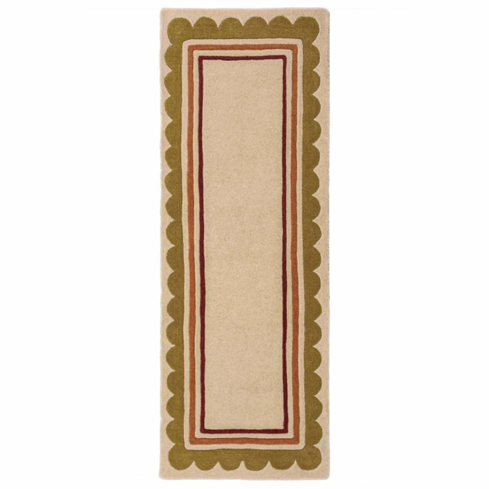 Tapis de couloir en laine à bordure festonné LOIS