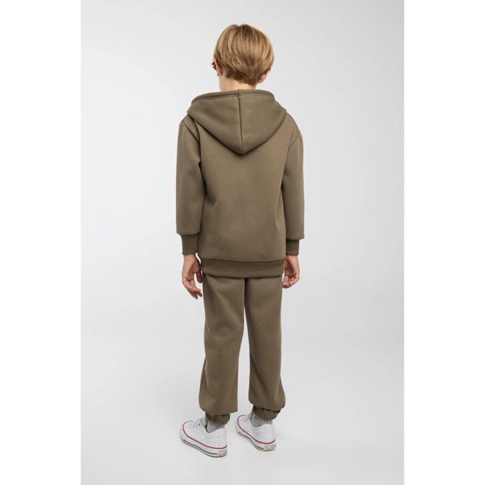 Chándal deportivo de niño afelpado chaqueta y jogger ancho verde botella