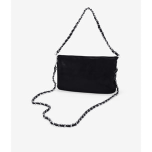 Bolso con solapa negro y asas de cadena