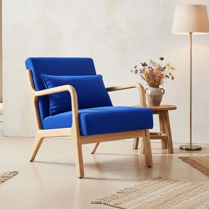 Fauteuil en bois et velours côtelé - LANNA