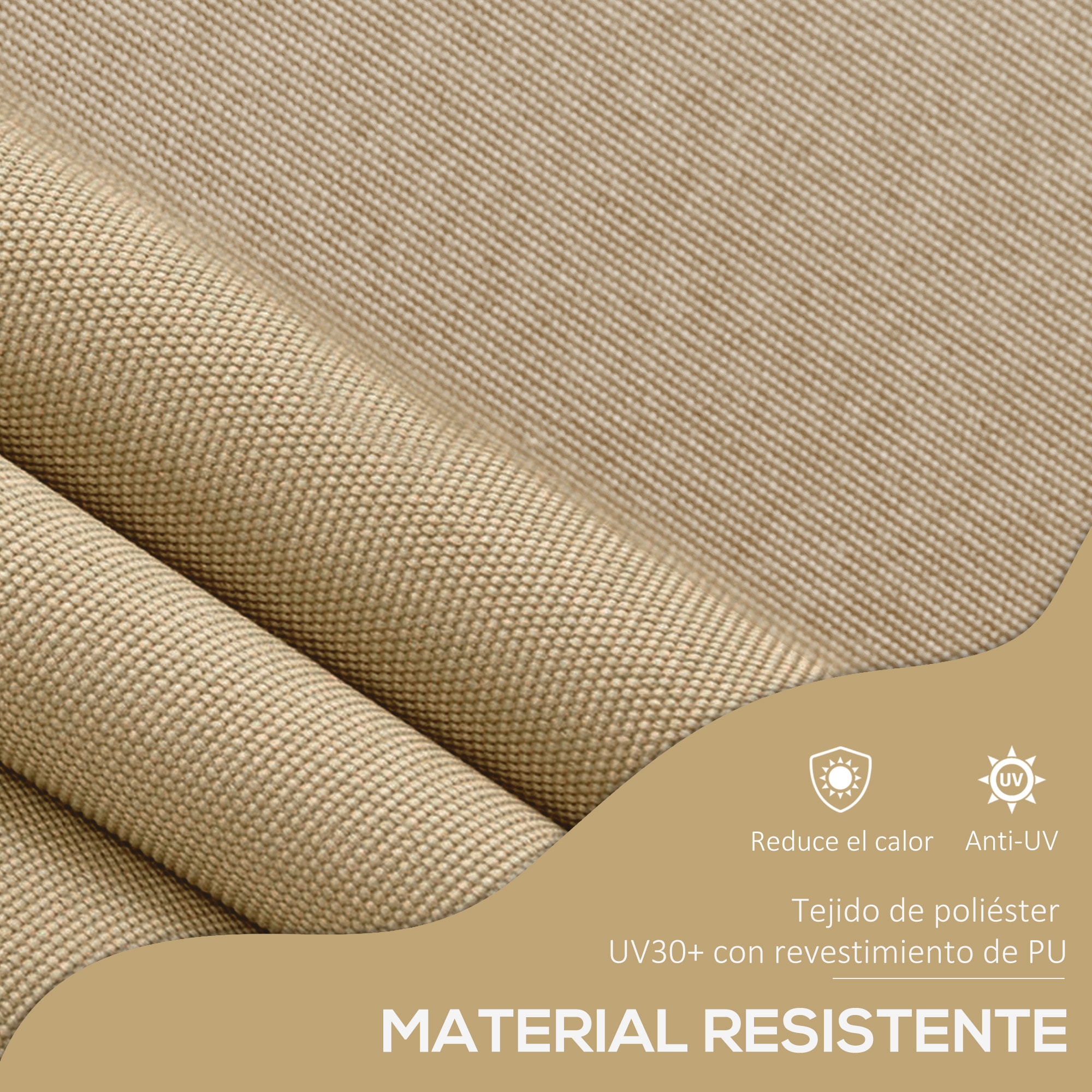 Toldo Manual Retráctil 3x1,2 m Toldo Exterior Terraza Enrollable Altura Ajustable con Manivela 210-300 cm Sin Taladro Protección UV30+ para Balcón Jardín Beige