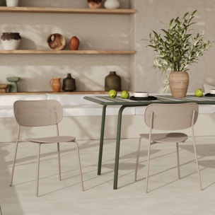 Lot de 2 chaises de jardin empilables en plastique beige - Géa