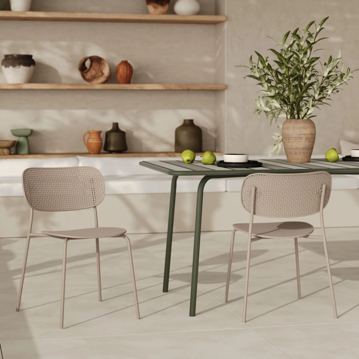 Lot de 2 chaises de jardin empilables en plastique beige - Géa