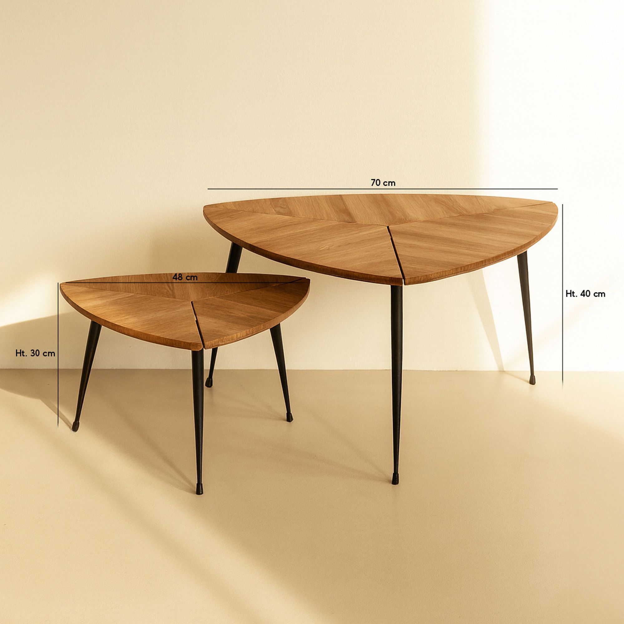 Set de 2 tables gigognes en fibre de bois D48cm et d70cm COBRA
