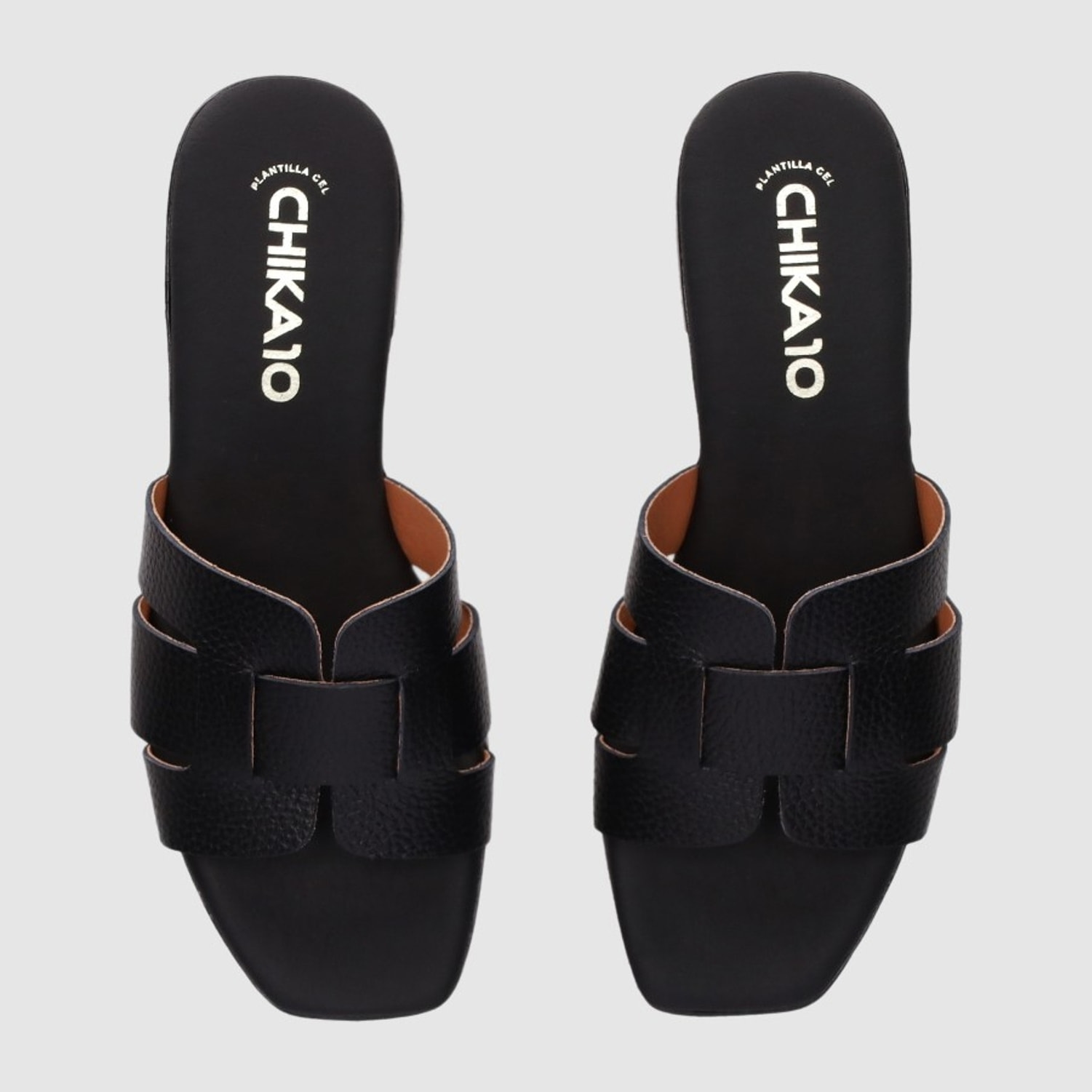 Sandalias de Piel - Negro - Tacón: 3 cm