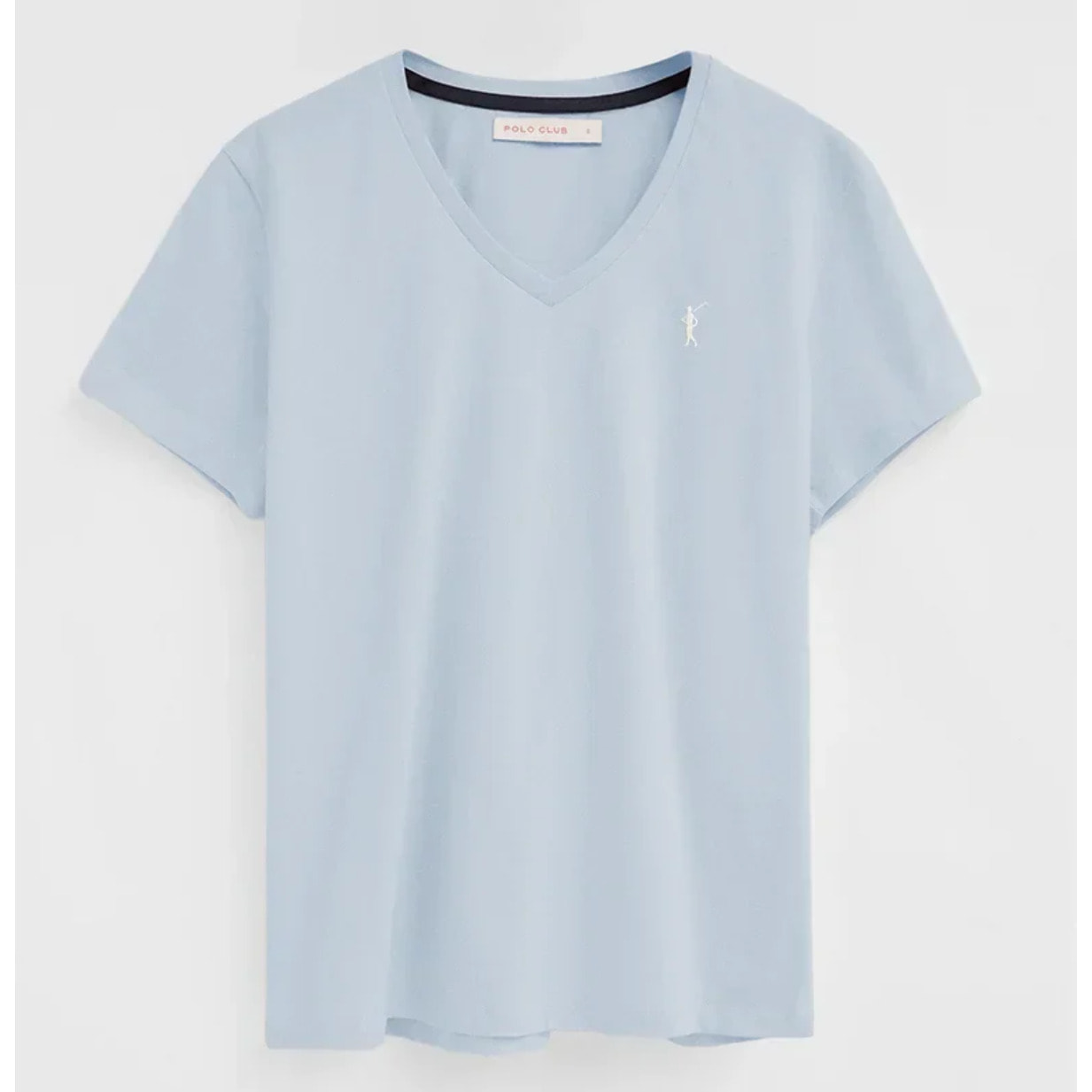 Maglietta azzurro a maniche corte e scollo a V con ricamo Rigby Go