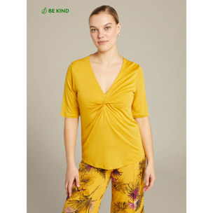 Elena Mirò - Camiseta con nudo delantero de Lyocell - Amarillo