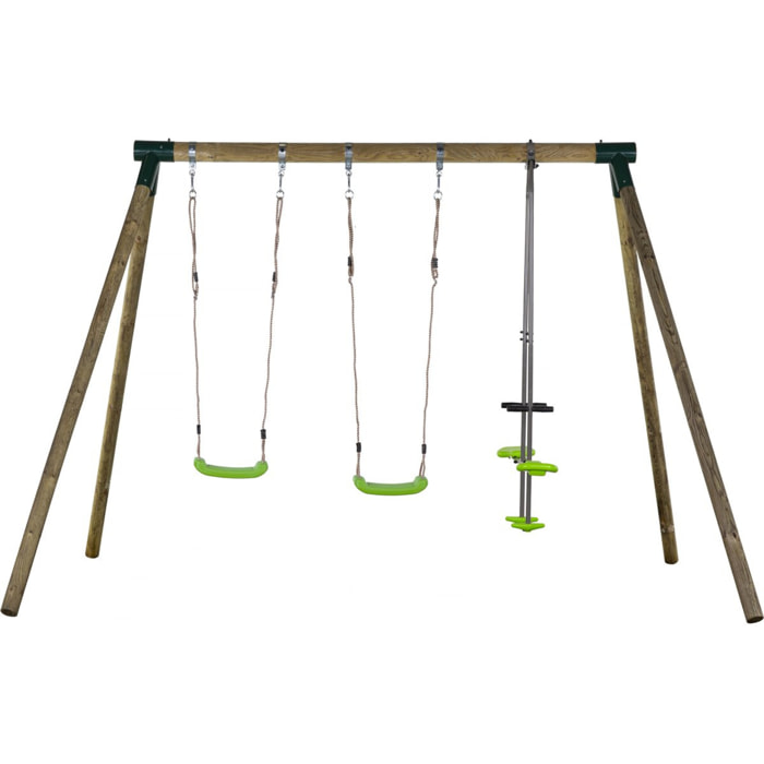 Portique bois "Lana" - Avec 2 balançoires et 1 vis-à-vis.