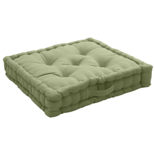 Coussin de sol uni en pur coton - Vert Olive