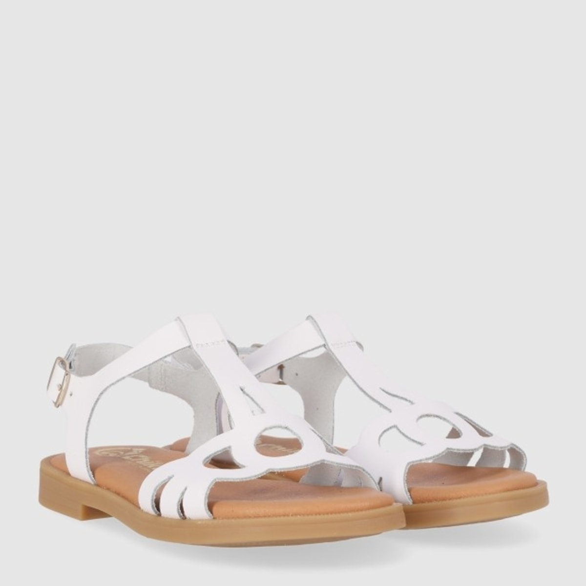 Sandalias de Piel - Blanco - Tacón: Bajo