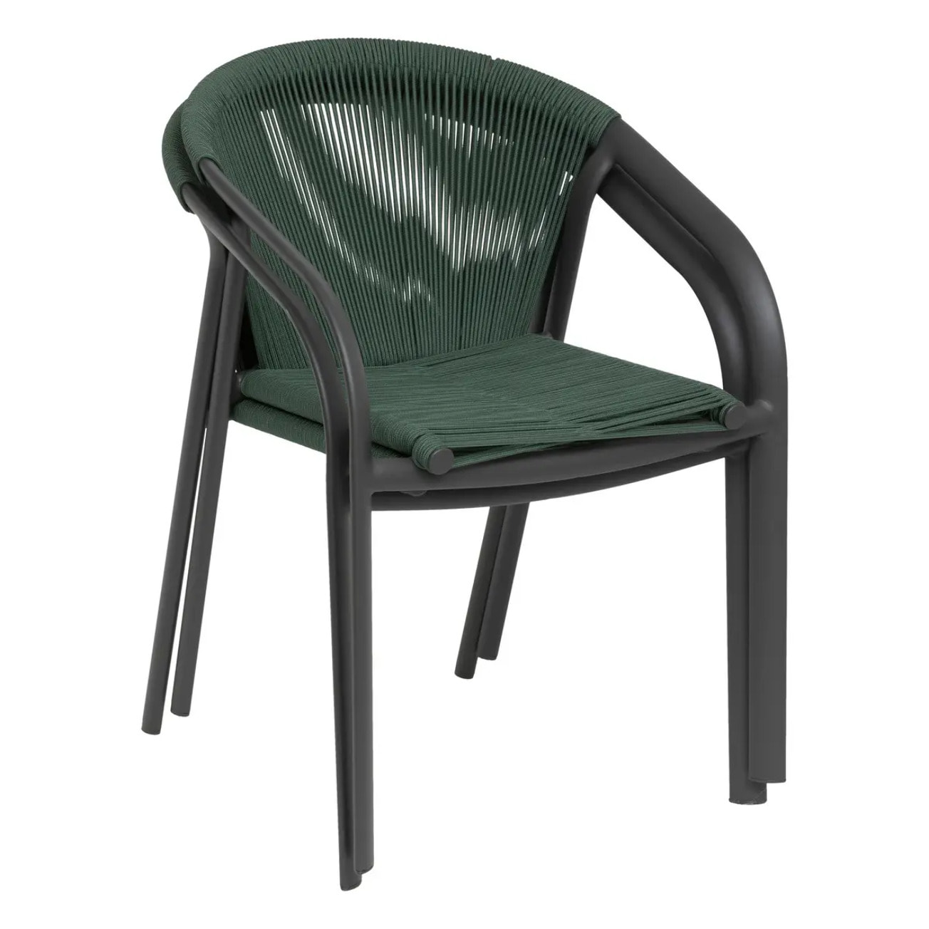 Fauteuil de jardin empilable "Riu" vert olive & graphite en aluminium traité en epoxy