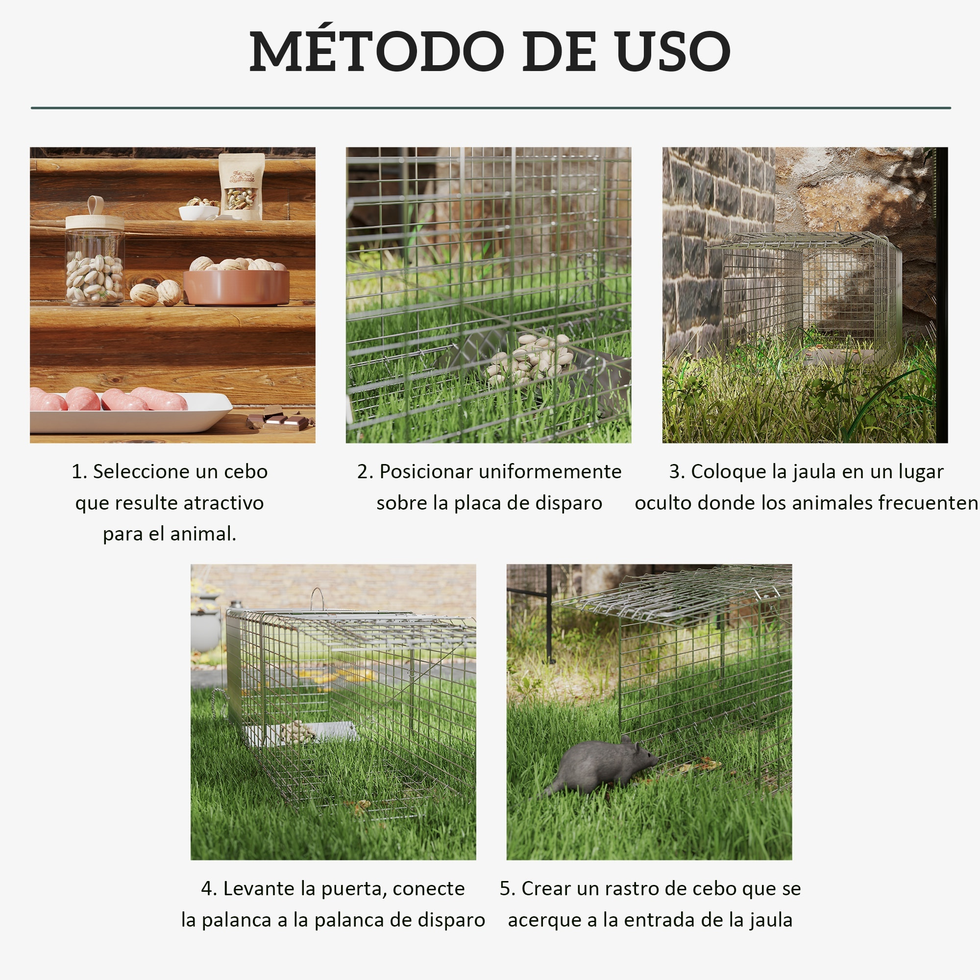 Trampa para Animales Vivos Plegable 93x31x34,5 cm Jaula de Captura de Alambre con Puerta y Asa para Conejos Ratas Roedores Plata