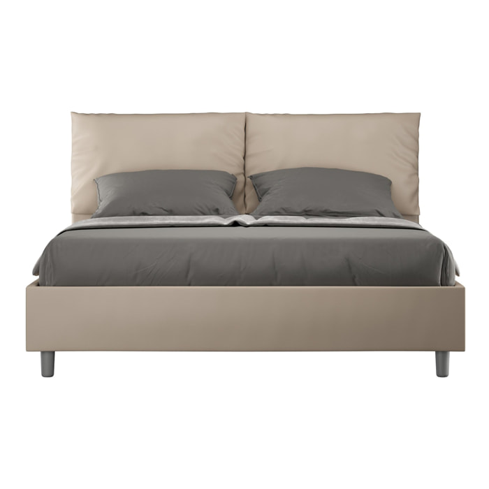 Cama sin somier acolchada 160x200 cuero sintético gris paloma Antea