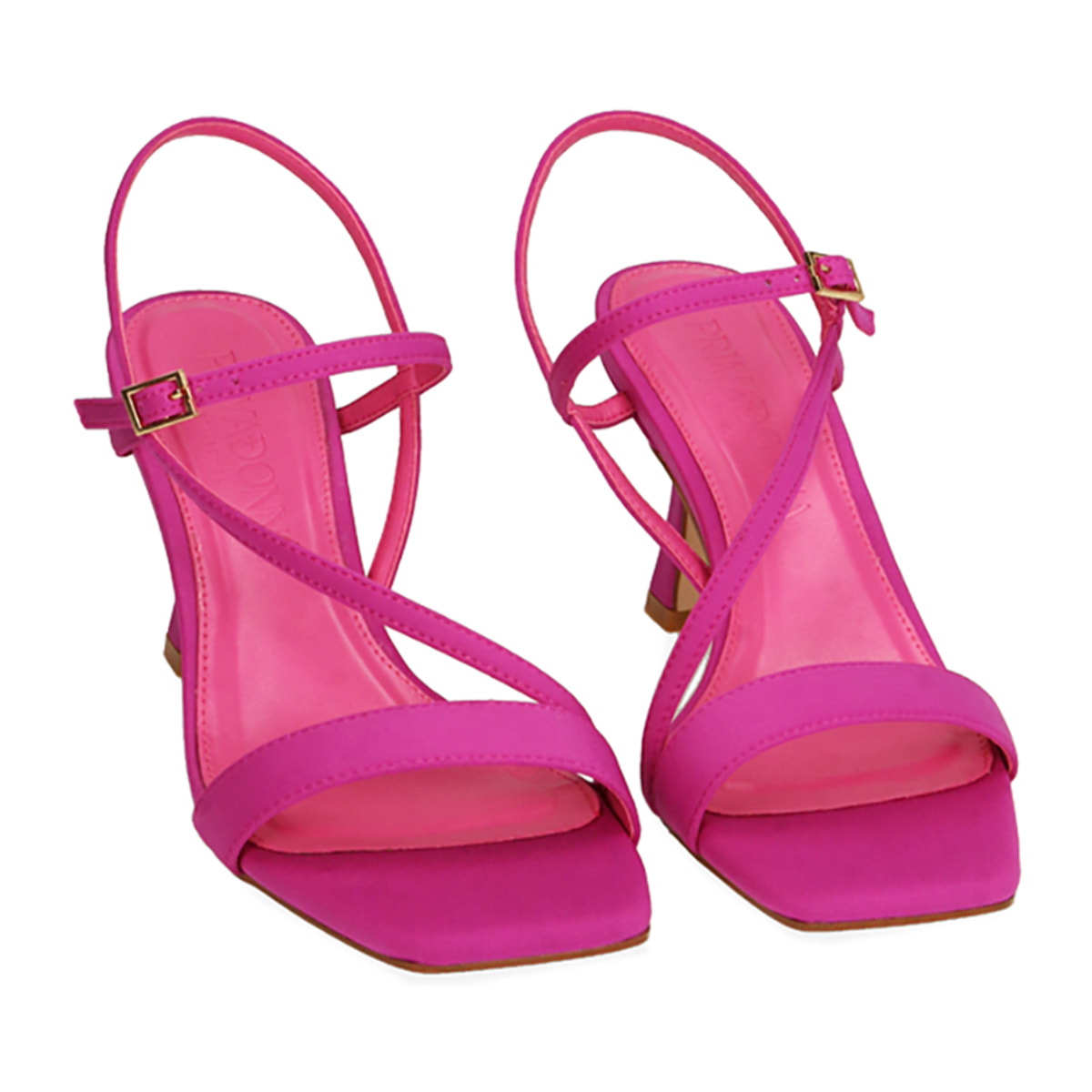 Sandalias fucsia de lycra, tacón 7,5 cm