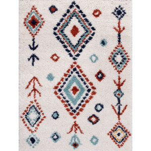 Tipi - tapis shaggy en laine artificielle à motif berbère multicolore