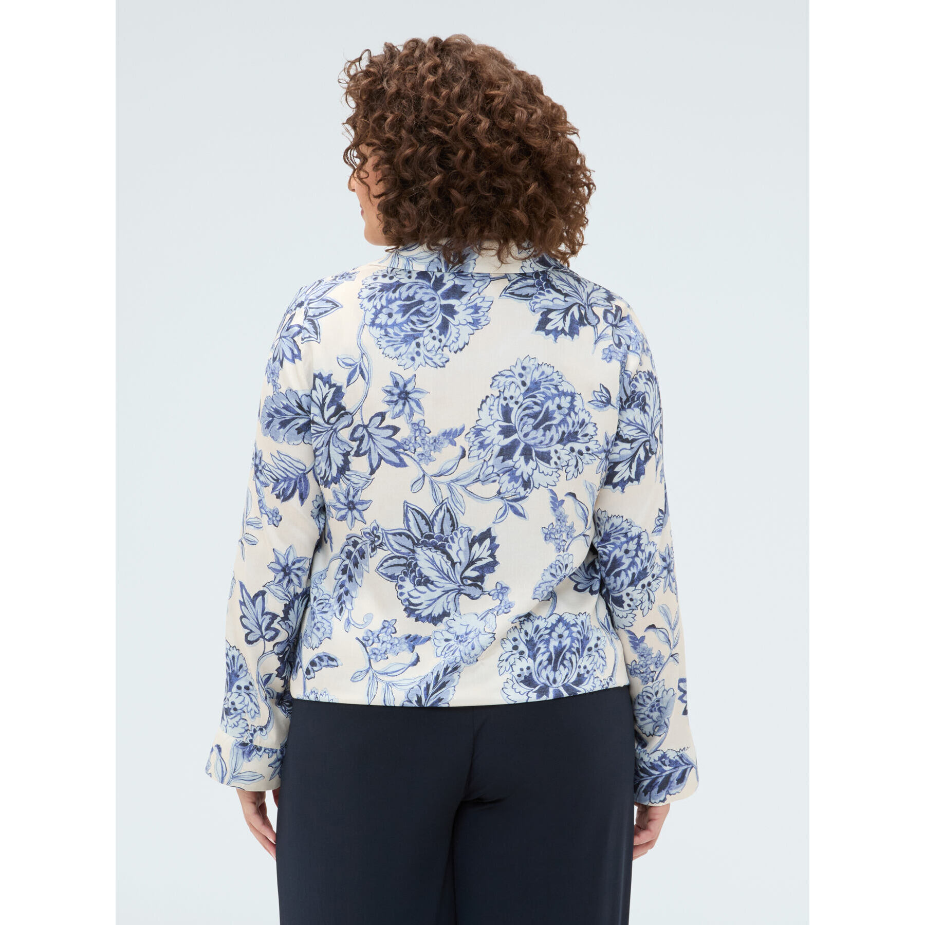 Fiorella Rubino - Camicia stampa floreale con nodo - Blu