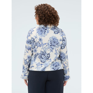 Fiorella Rubino - Camicia stampa floreale con nodo - Blu
