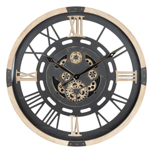 Horloge mécanique bois D80cm