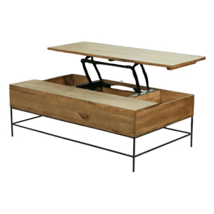 Table basse relevable chêne massif HUDSON