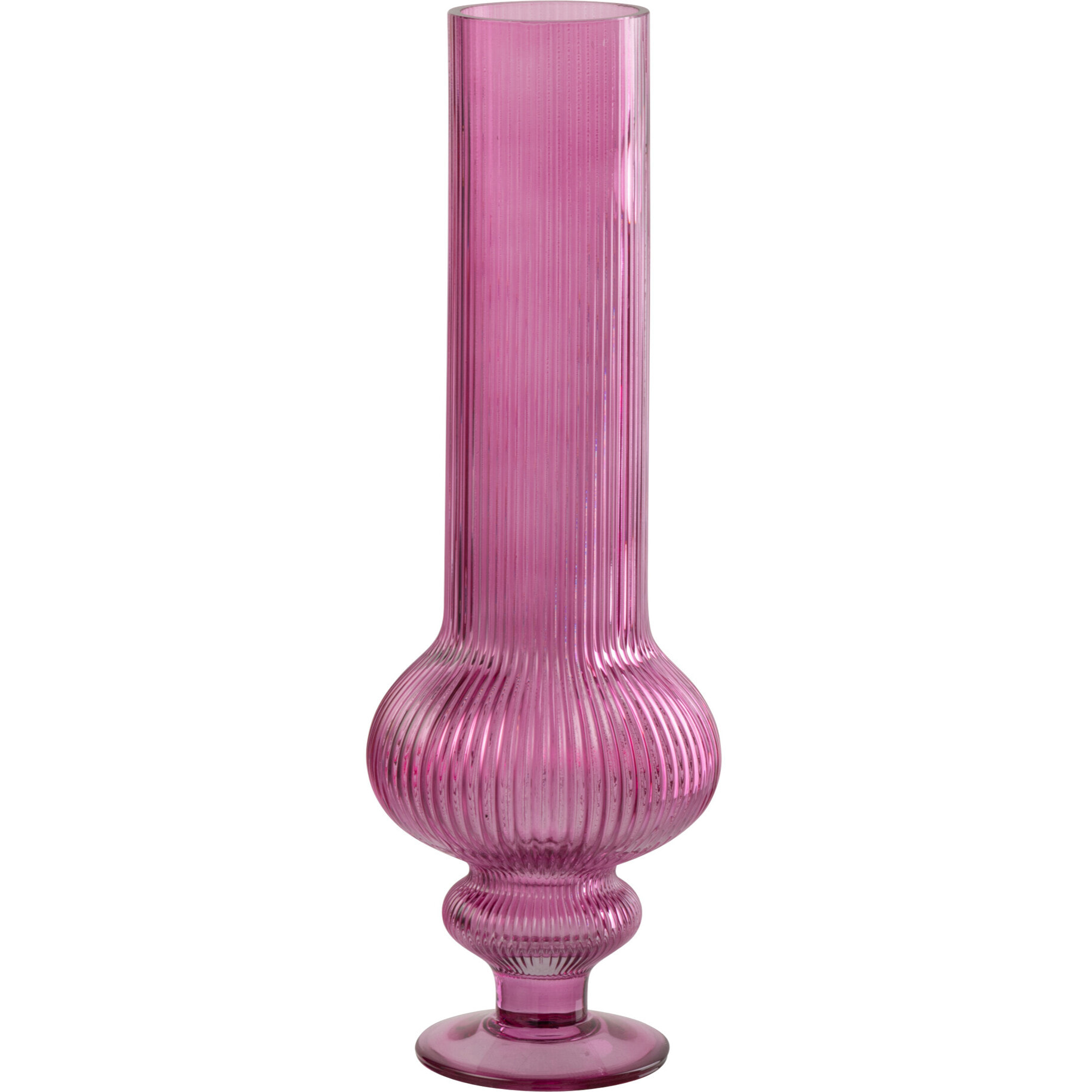 J-Line Vase Ada Cotelé - verre - fuchsia - medium