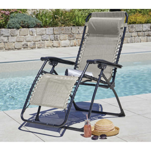 Lot de 2 fauteuils relax en acier - pliant - lin - PALAVAS