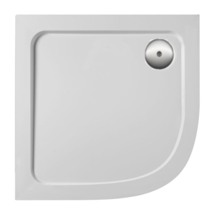 Receveur de douche 90 x 90 cm Flight quart de rond blanc avec bonde verticale chromé