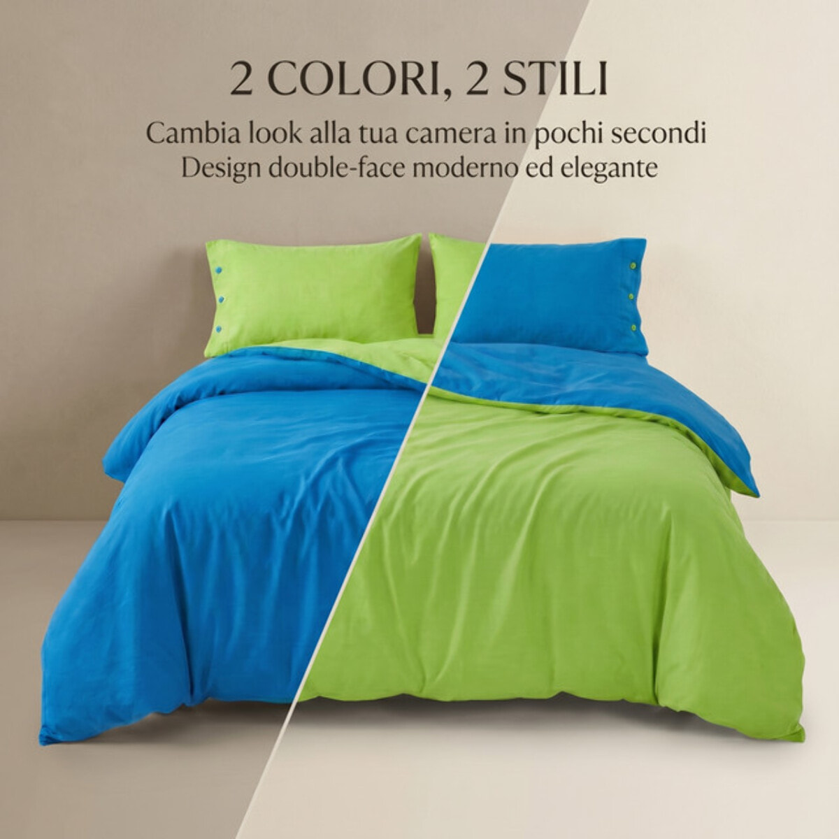 Parure copripiumino singolo in cotone bicolore morbido e traspirante, set sacco copripiumino con federa, design semplice ed elegante, tessuto resistente e certificato OEKO-TEX, facile da lavare, comfort naturale per uso quotidiano