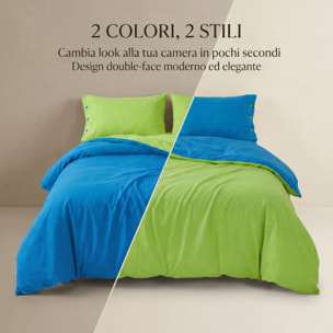 Parure copripiumino singolo in cotone bicolore morbido e traspirante, set sacco copripiumino con federa, design semplice ed elegante, tessuto resistente e certificato OEKO-TEX, facile da lavare, comfort naturale per uso quotidiano