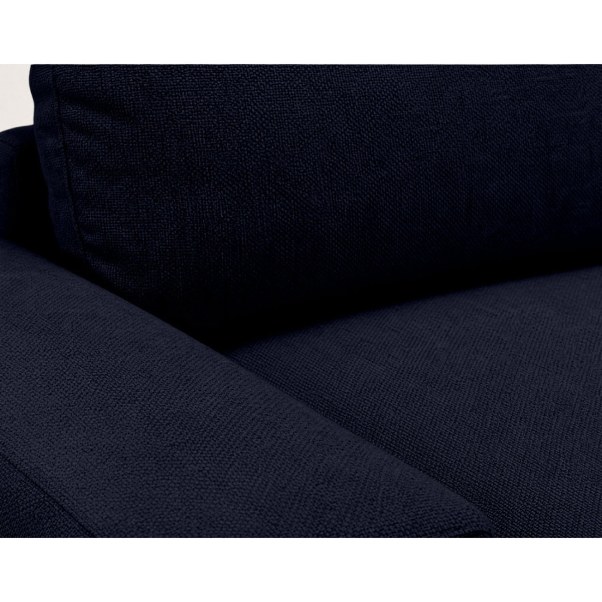 Tama - Canapé d'angle gauche 4 places convertible avec coffre en tissu - Bleu marine