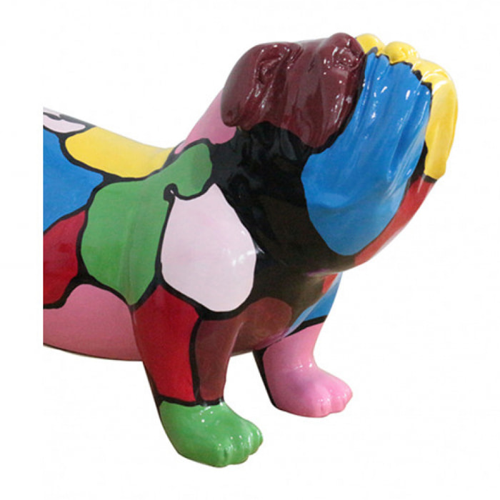 Statuette chien bulldog anglais multicolore en résine H30cm - MILO