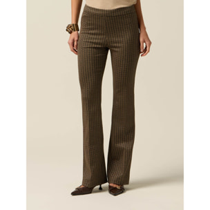 Oltre - Pantaloni flare in punto milano fantasia - Oro