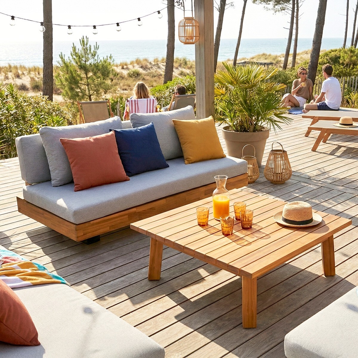 Canapé de jardin 2 places en bois FSC - CAPRI