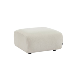 Pouf. module pour canapé. repose-pieds pour canapé 2 places en bouclette blanche. L 76 x P 70 x H 41cm - Wallas