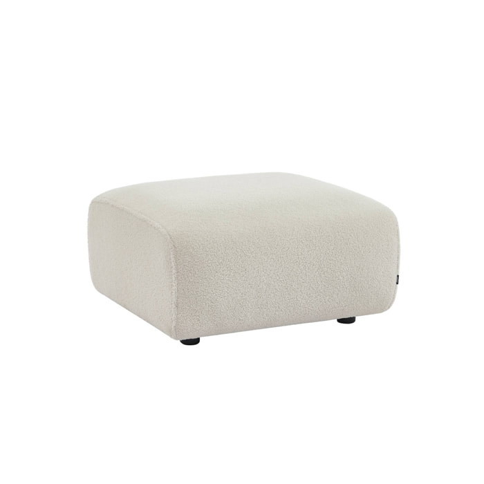 Pouf. module pour canapé. repose-pieds pour canapé 2 places en bouclette blanche. L 76 x P 70 x H 41cm - Wallas