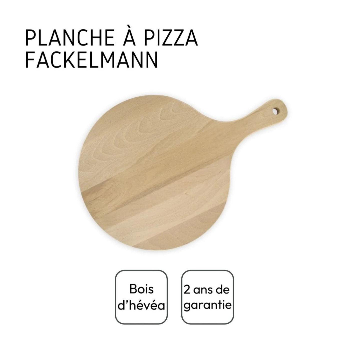 6 Planches à pizza et tarte flambée en bois 30 cm et Roulette à pizza en inox Fackelmann