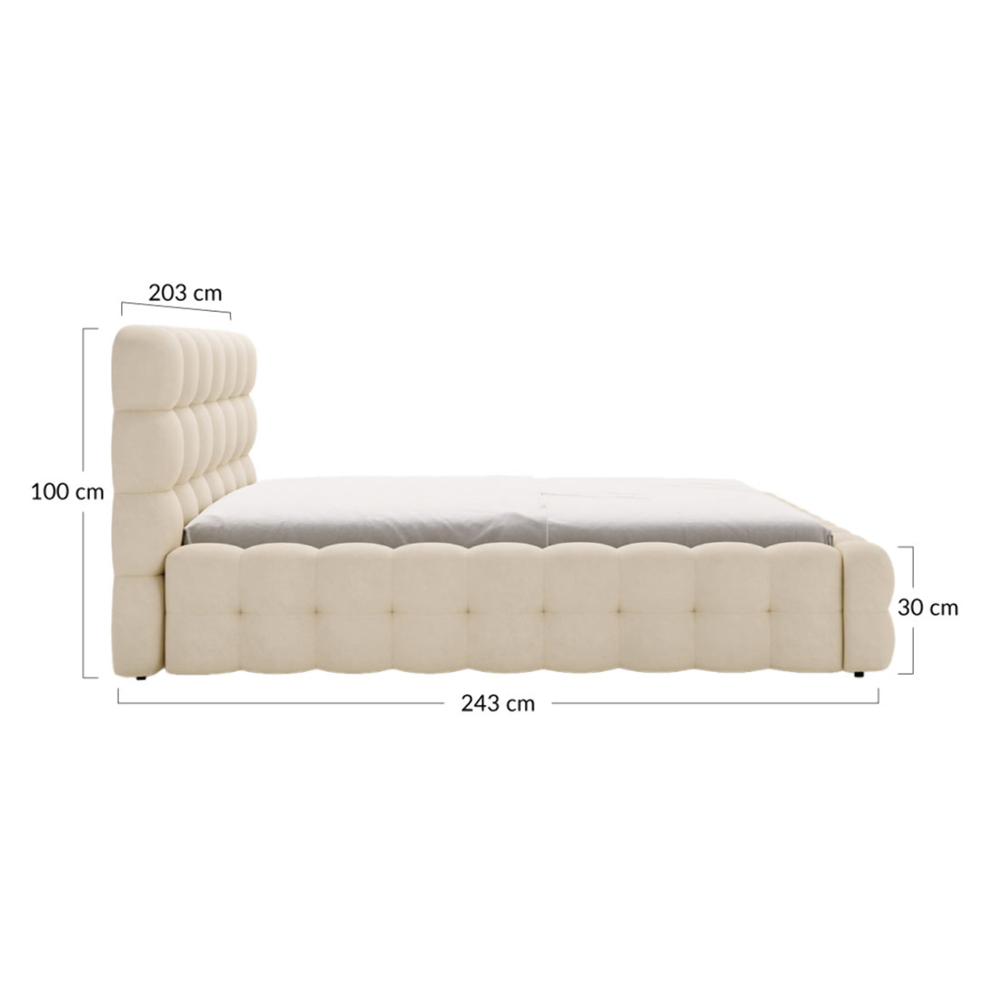 Darling - lit coffre - 180x200 cm - sommier inclus - en velours - Gris