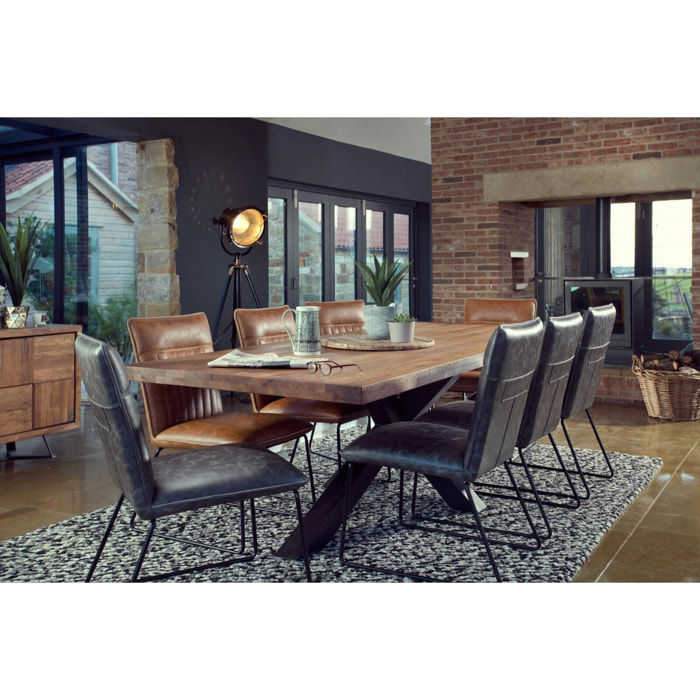 Table à manger 200 cm bois/métal pied croisé OKA