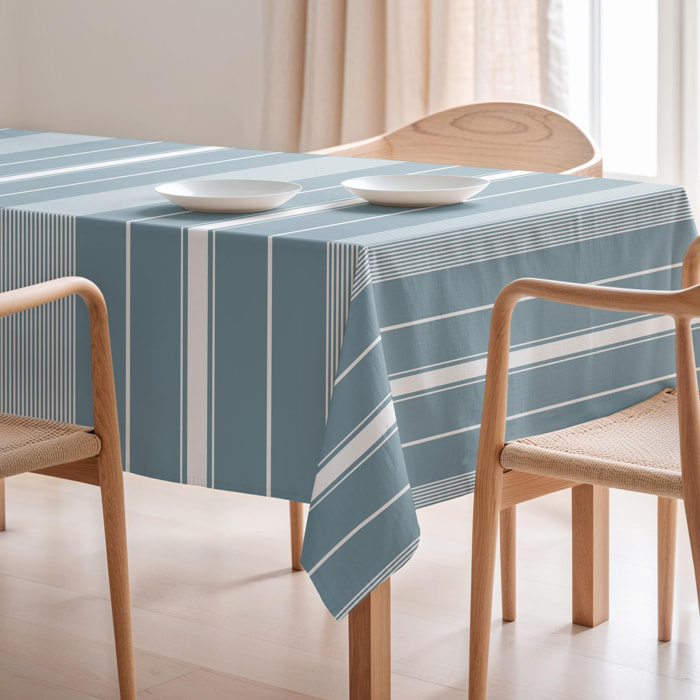 Nappe imprimée anti-tâches MALIBÚ BLEU