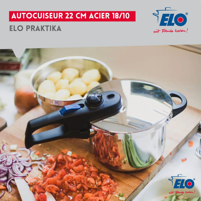 Autocuiseur vapeur en acier inoxydable 18/10 22 cm 4 litres Elo Praktika