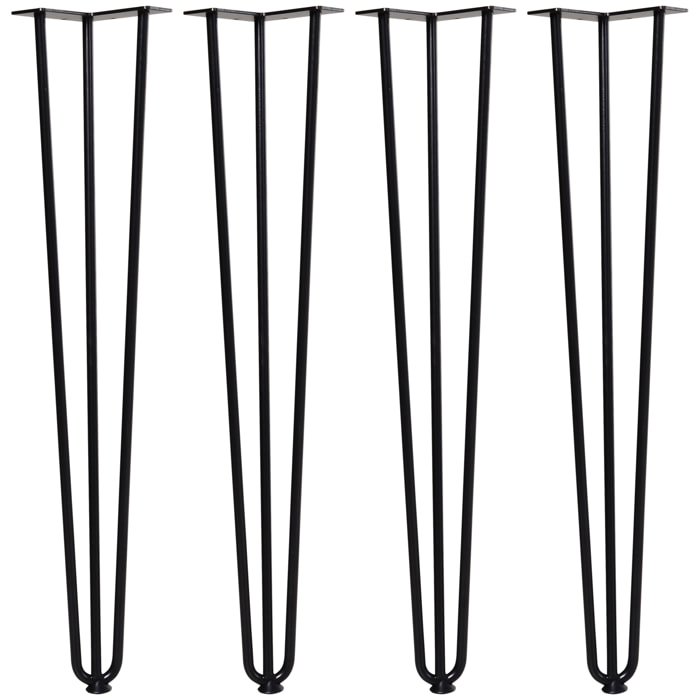 Juego de 4 Patas para Mesa 12x12x71cm Con Protectores de Goma Color Negro