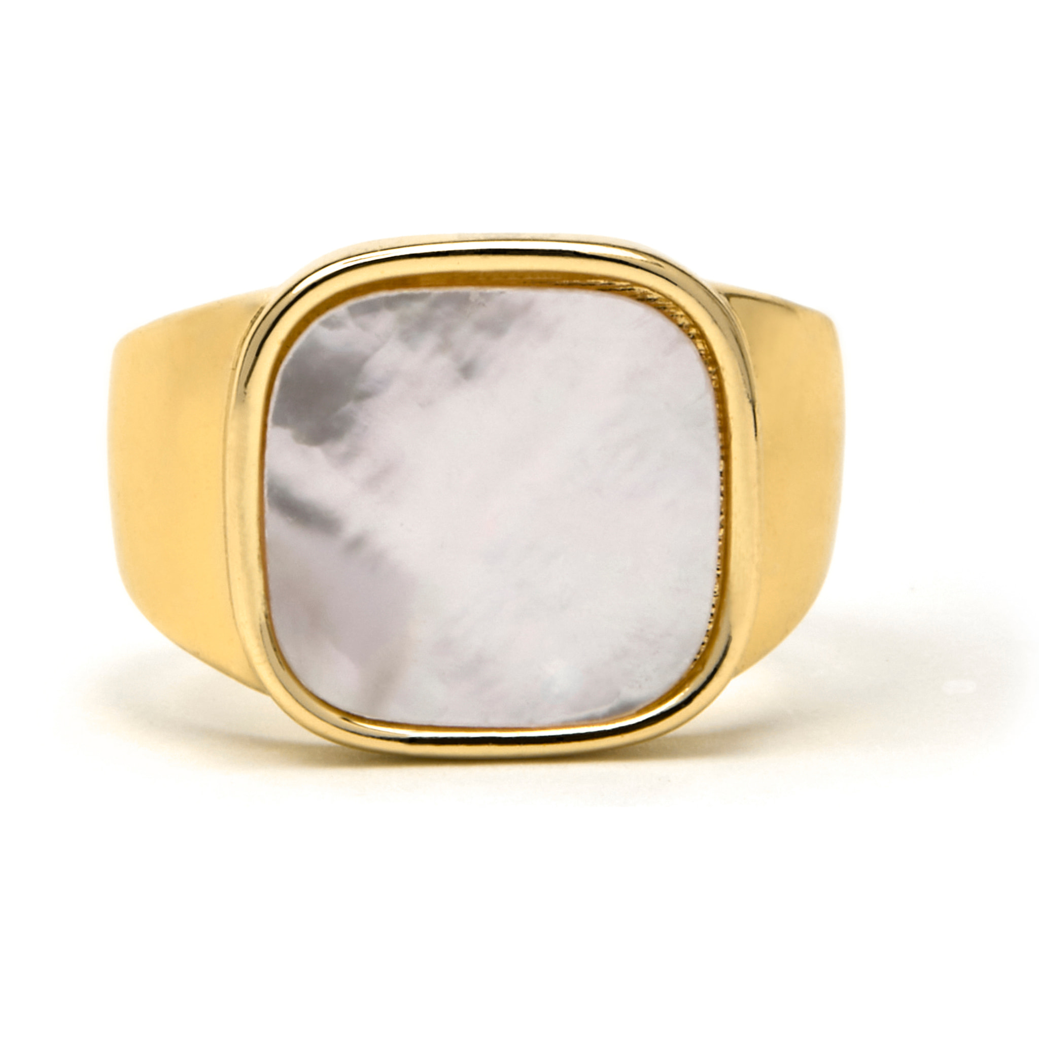 Anillo con Madreperla Blanca acabado oro 18k