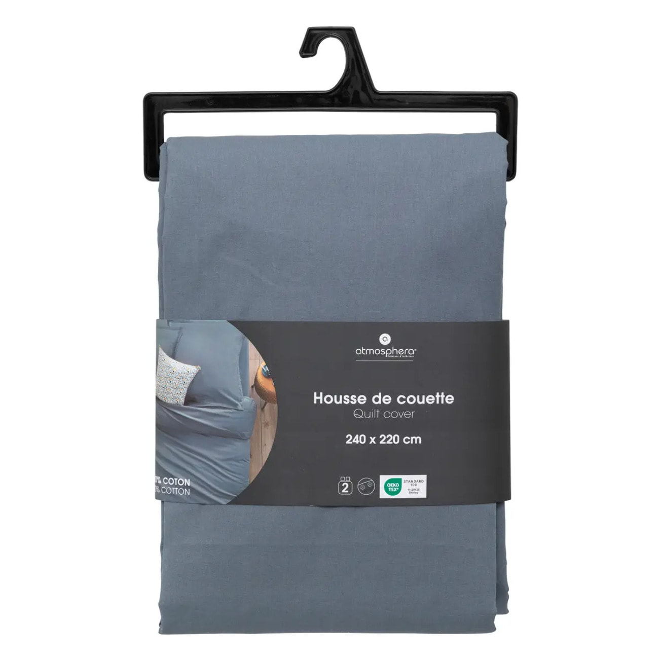 Housse de couette "Carina" coton 240x220cm bleu orage